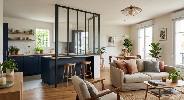 5 idées déco pour utiliser une verrière entre cuisine et salon