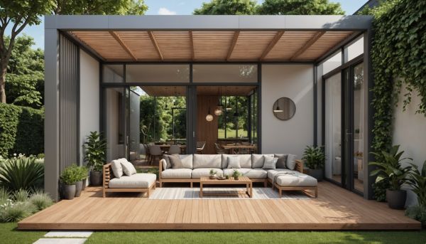 Optimisez votre espace avec une pergola bioclimatique adossée élégante